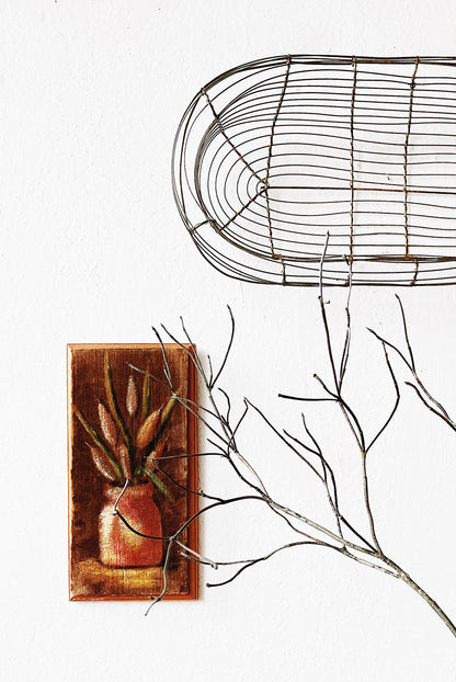 Vintage Sculptural Wire Basket