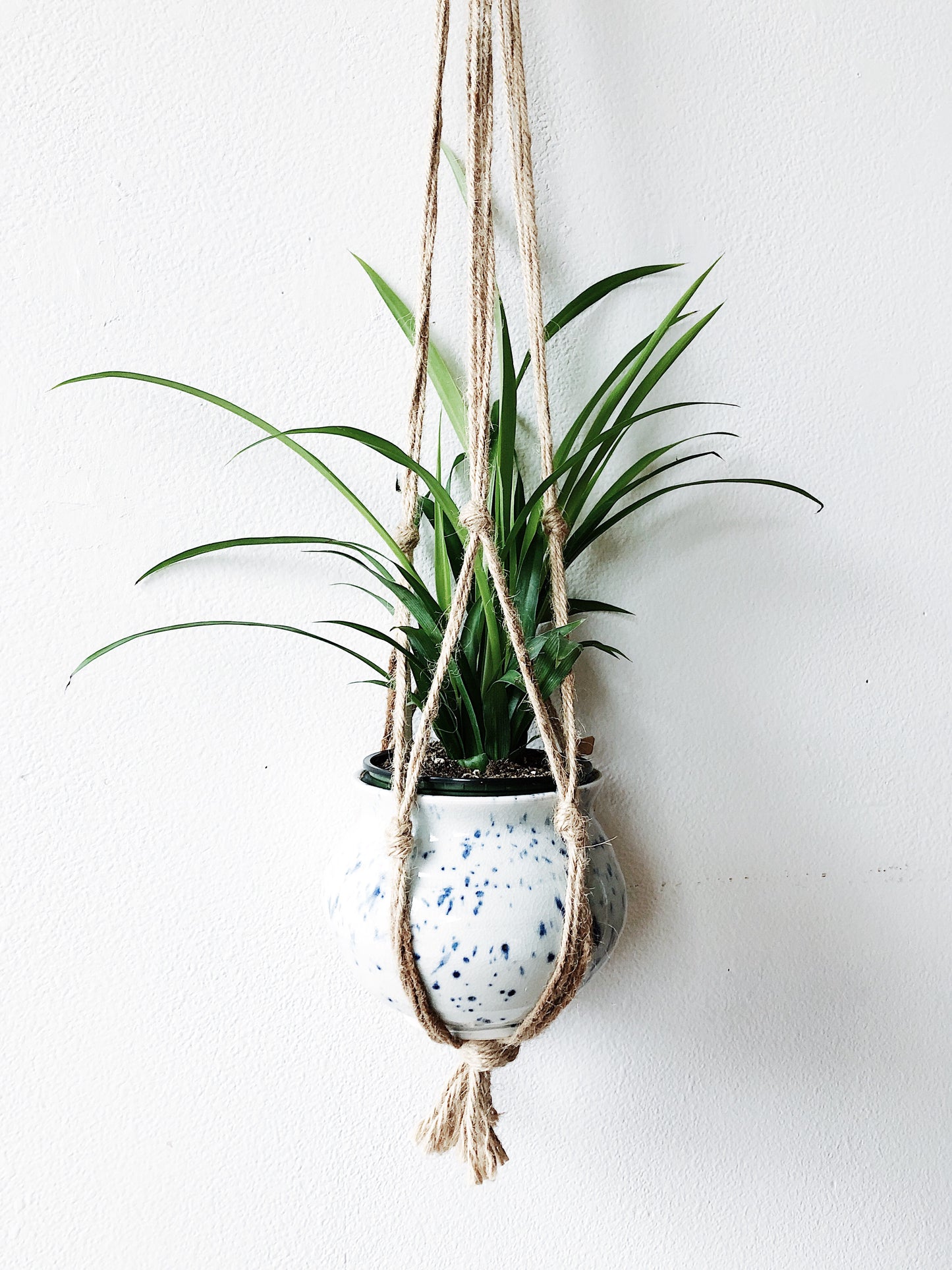 Vintage Pottery and Macrame Hanger