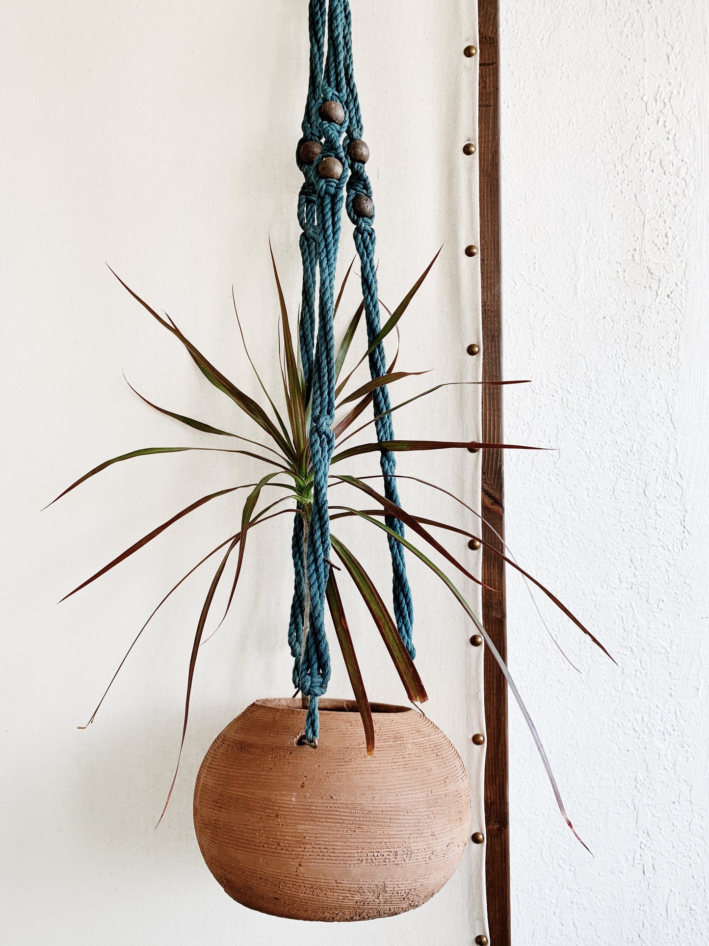 Vintage Terra Cotta Pot with Macrame Hanger
