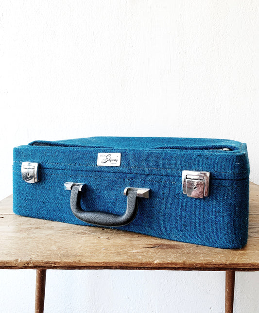 Mid Century Royal Blue Skyway Suitcase with Keys