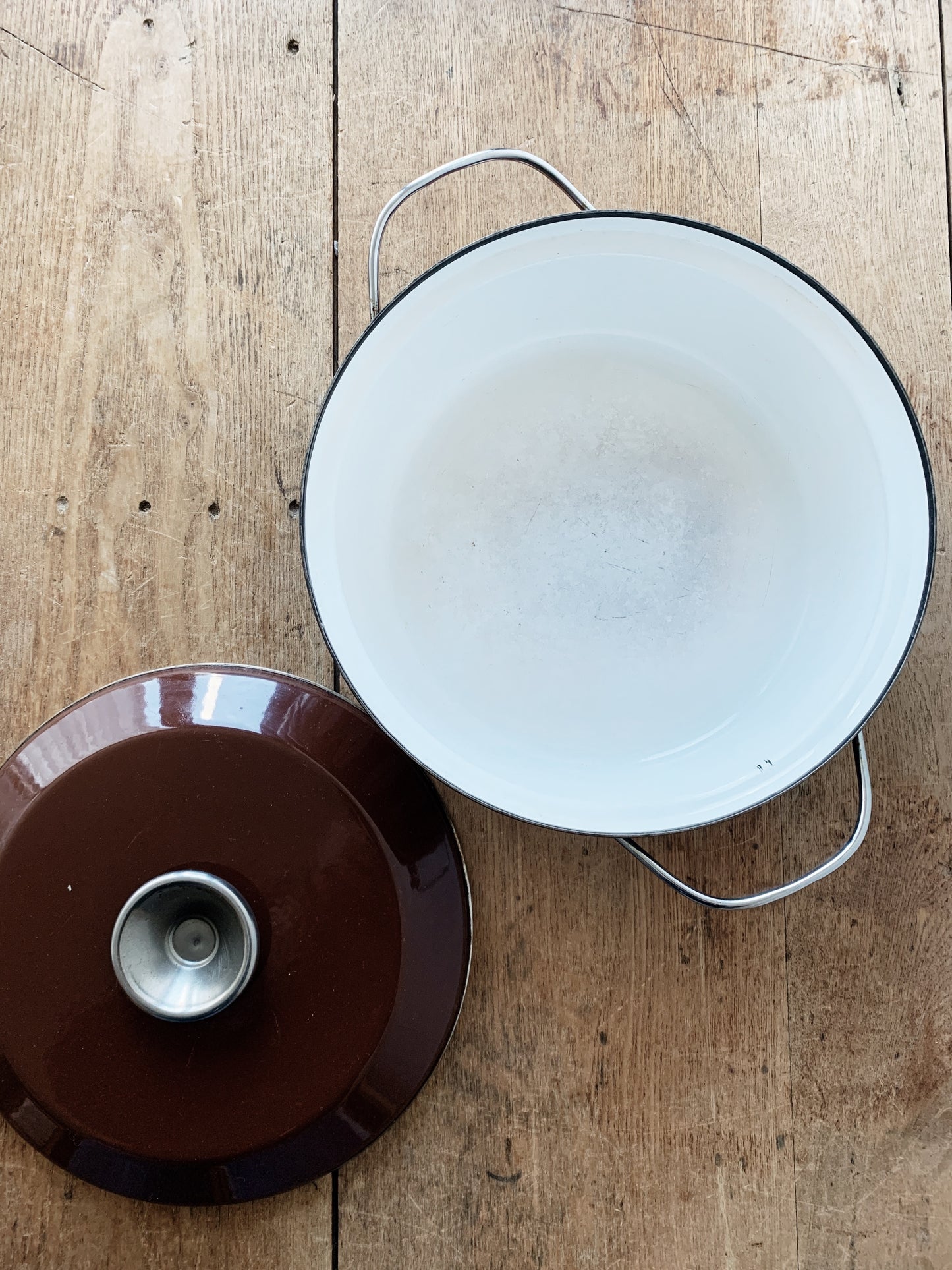 Mid Century Catherine Holm of Norway Lotus Enameled Stock Pot