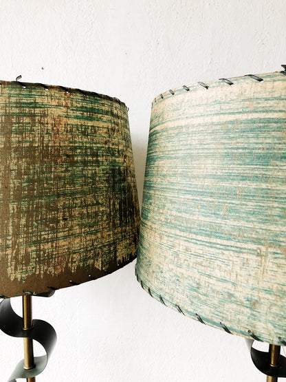 Mid Century Teal Lamp with Original Shade