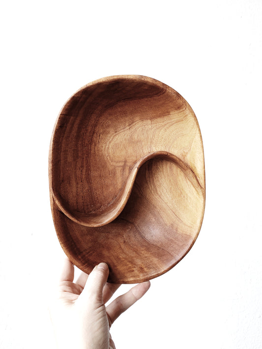 Handmade Divided Wood Bowl