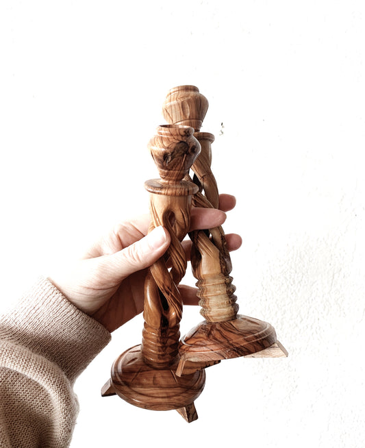 Vintage Wood Candle Holders
