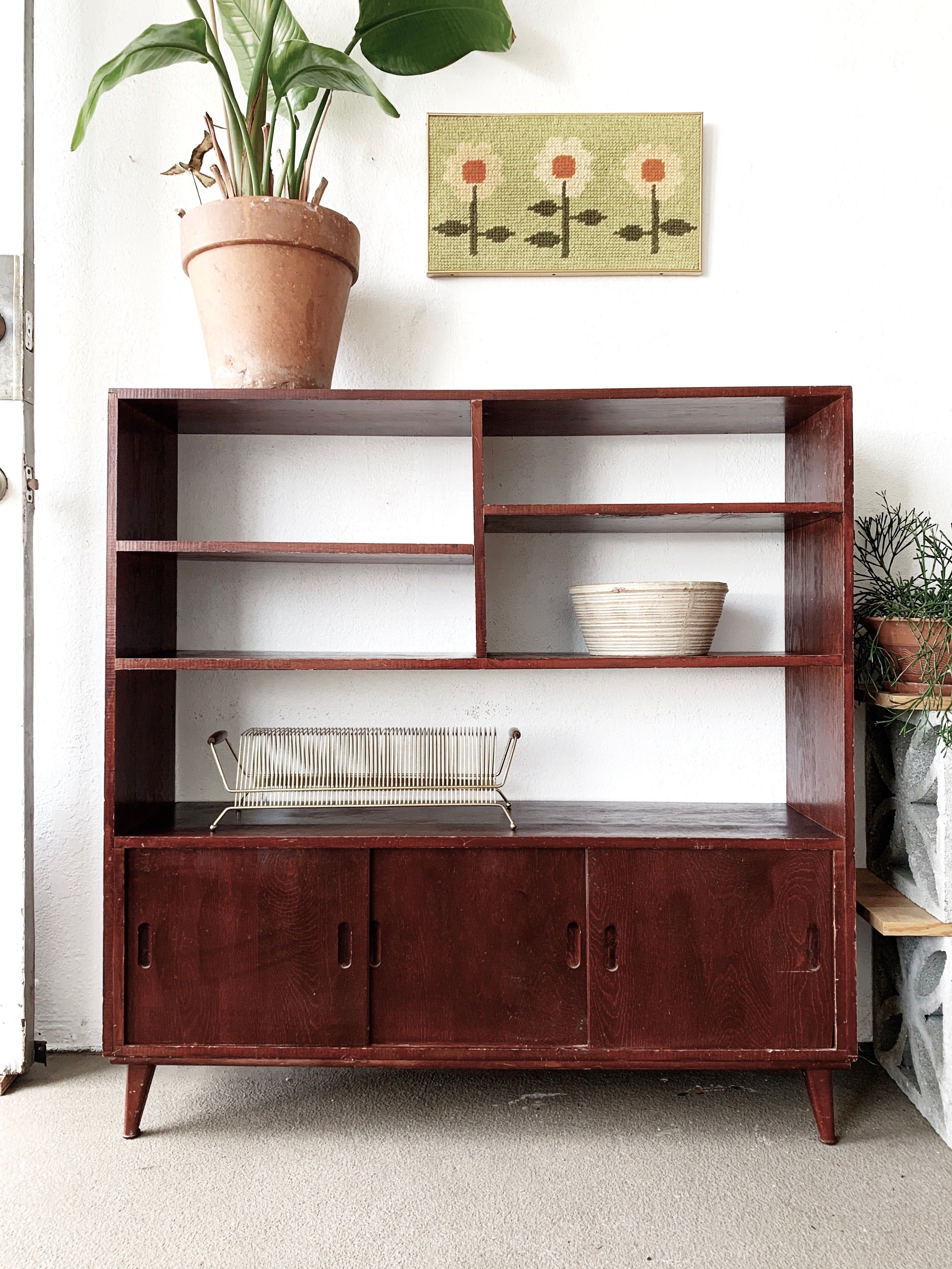 Mid Century Wood Shelving Unit