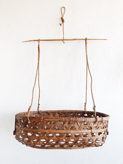 Vintage Hanging Bamboo Basket