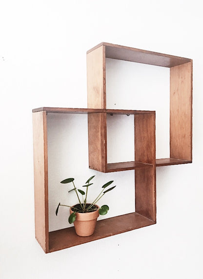 Vintage Wood Cube Shelf