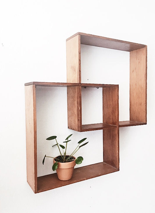 Vintage Wood Cube Shelf