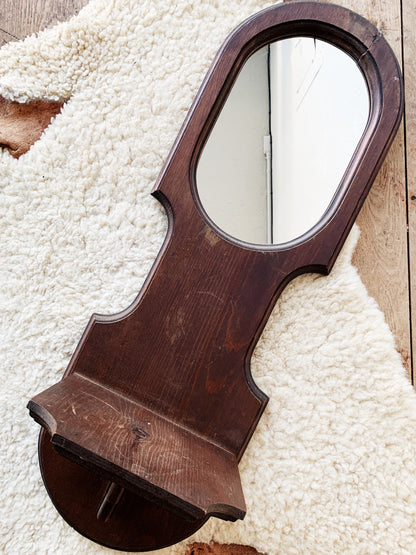 Large Vintage Mirrored Wood Shelf