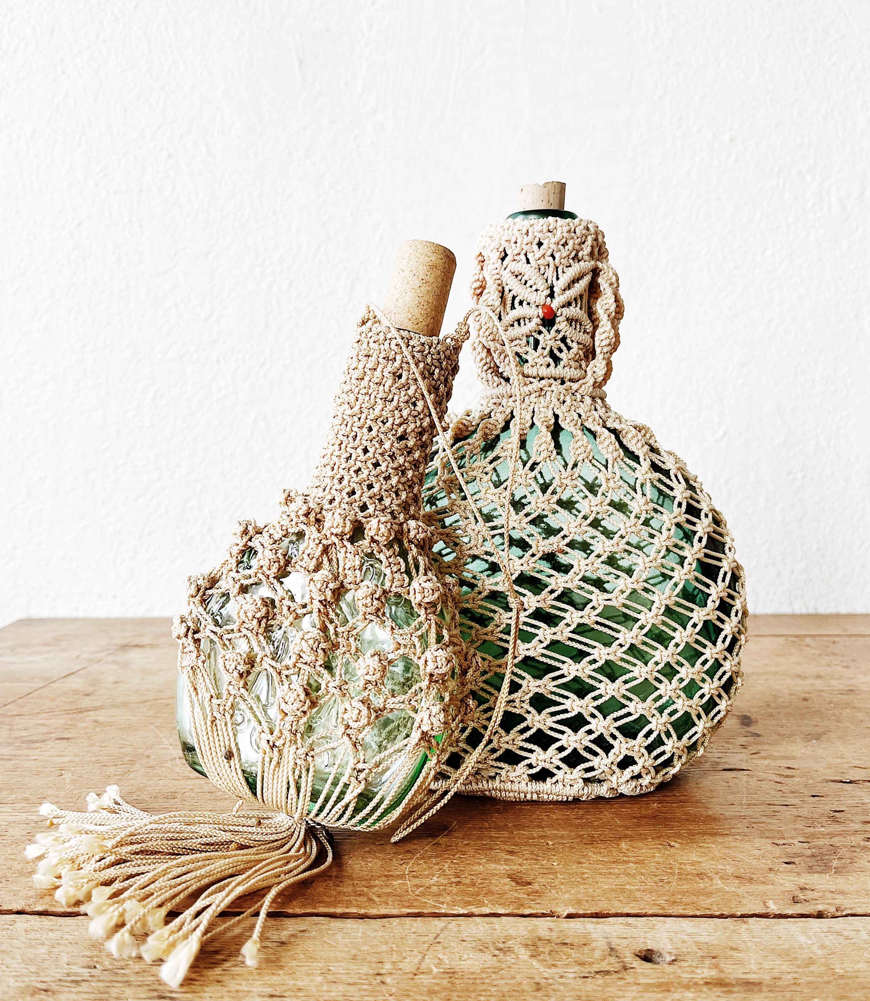 Vintage Macrame Wrapped Bottle