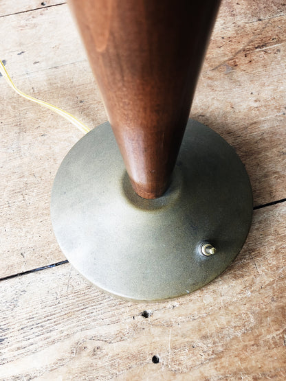 MCM Walnut and Brass Lamp with Shade