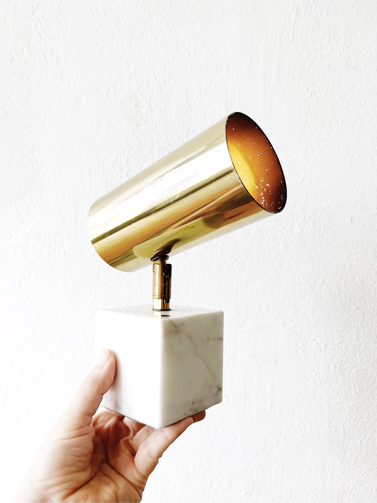 Vintage Marble and Brass Spotlight