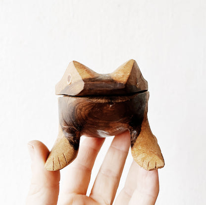 Carved Wood Frog Box