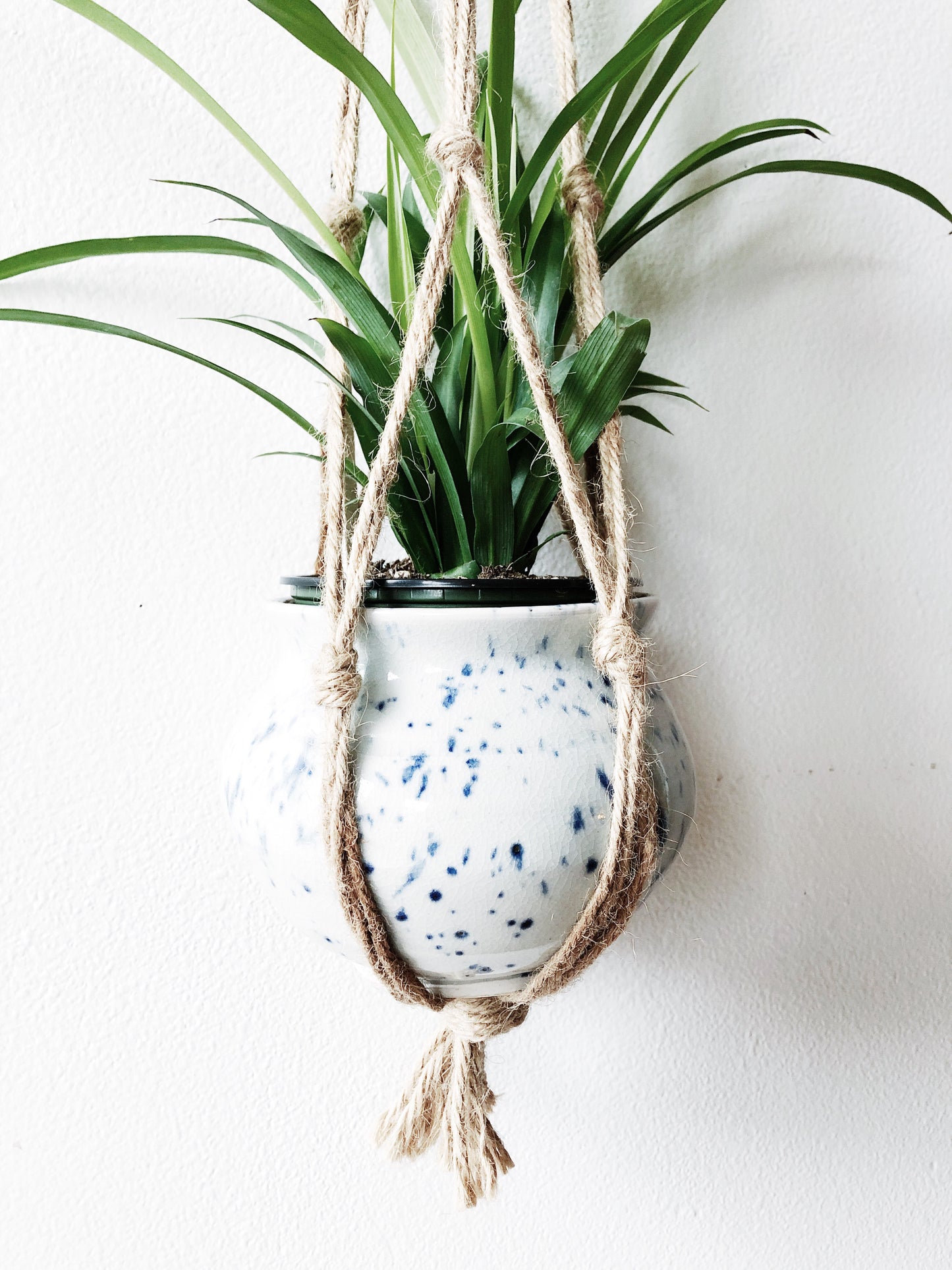 Vintage Pottery and Macrame Hanger