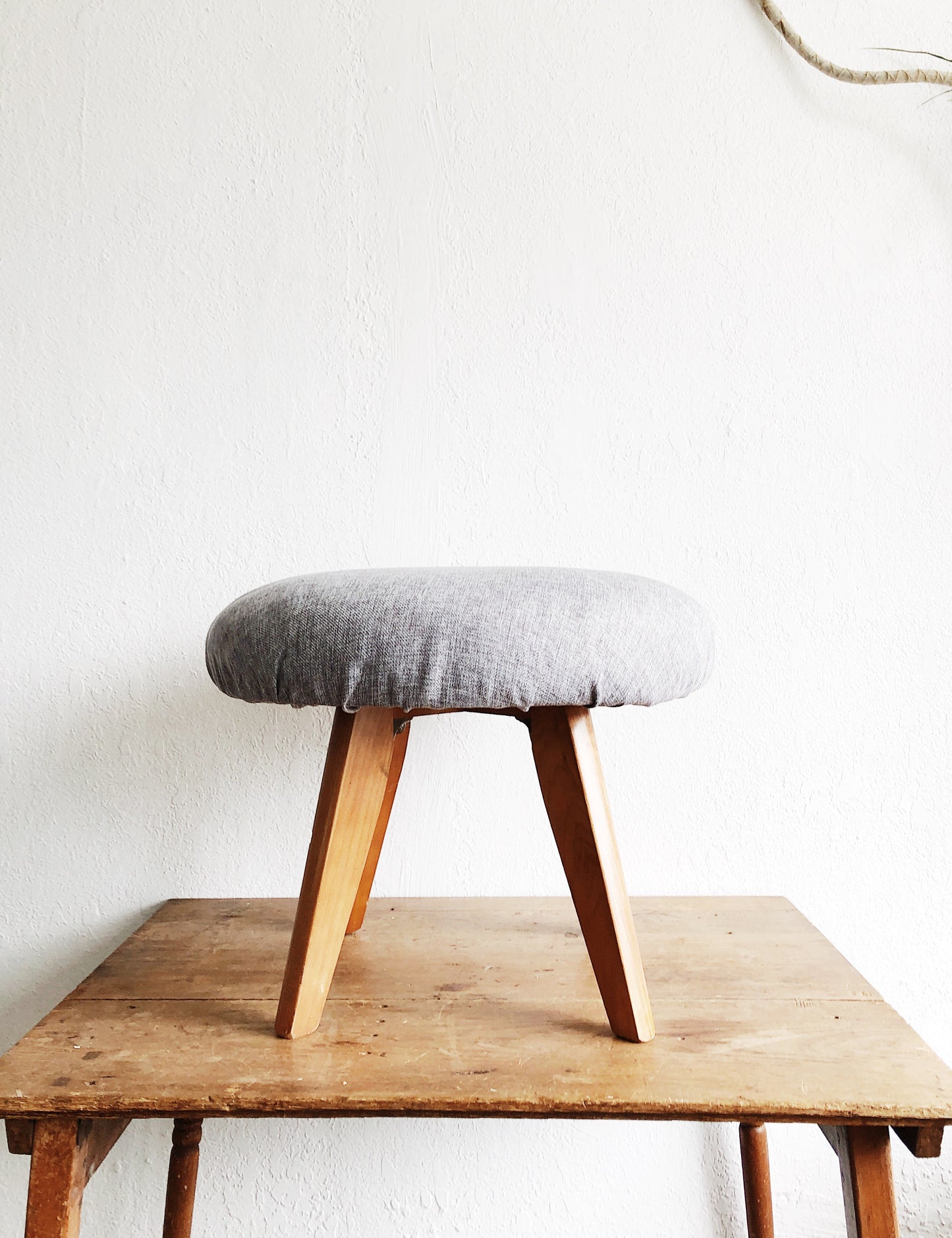 Mid Century Upholstered Ottoman Stool