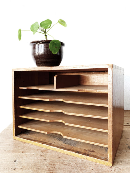 Vintage Wood Desktop Flat File