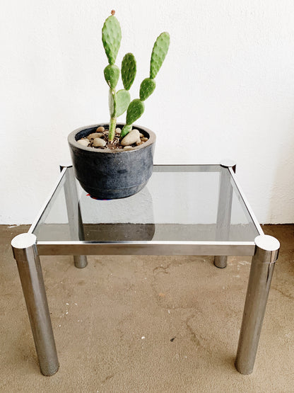 Vintage Smoky Glass Chrome Table