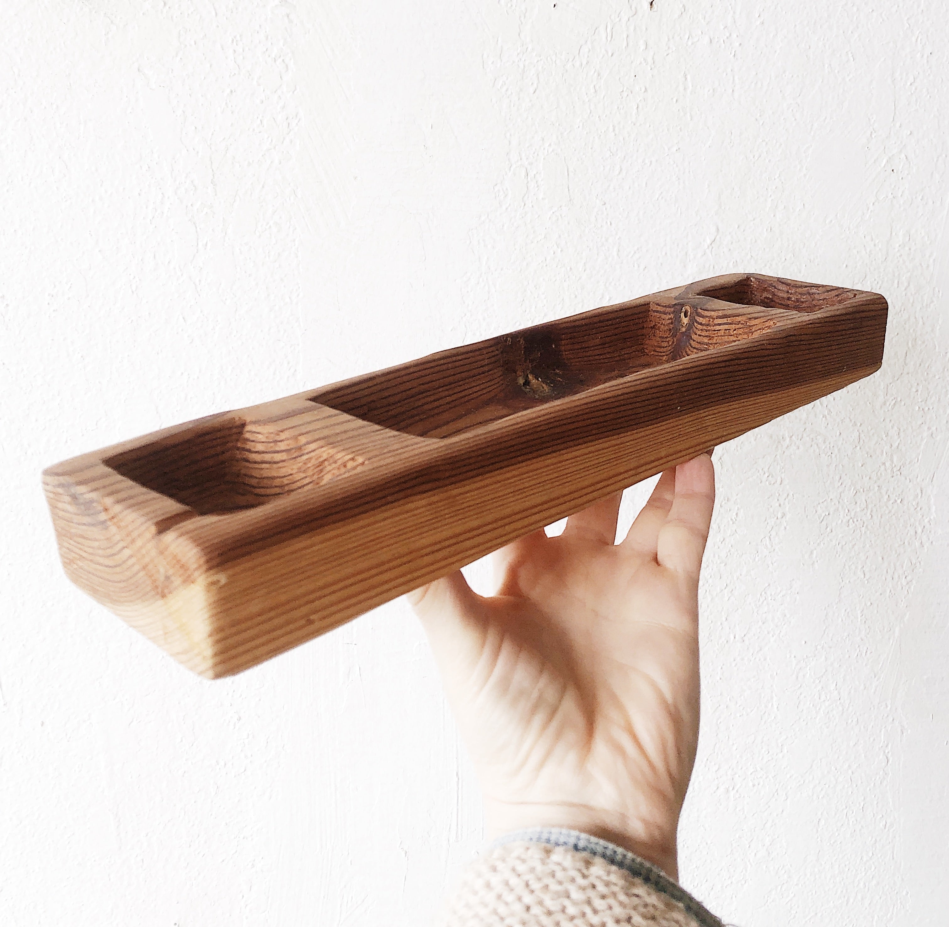 Carved Divided Wood Tray - Thumbnail 2