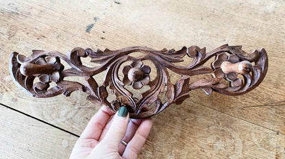 Vintage Carved Wood Peg Rack