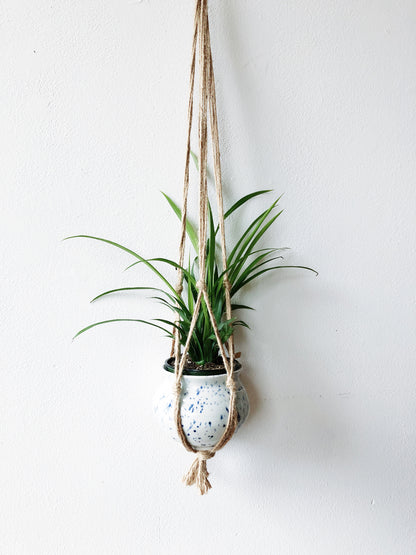 Vintage Pottery and Macrame Hanger