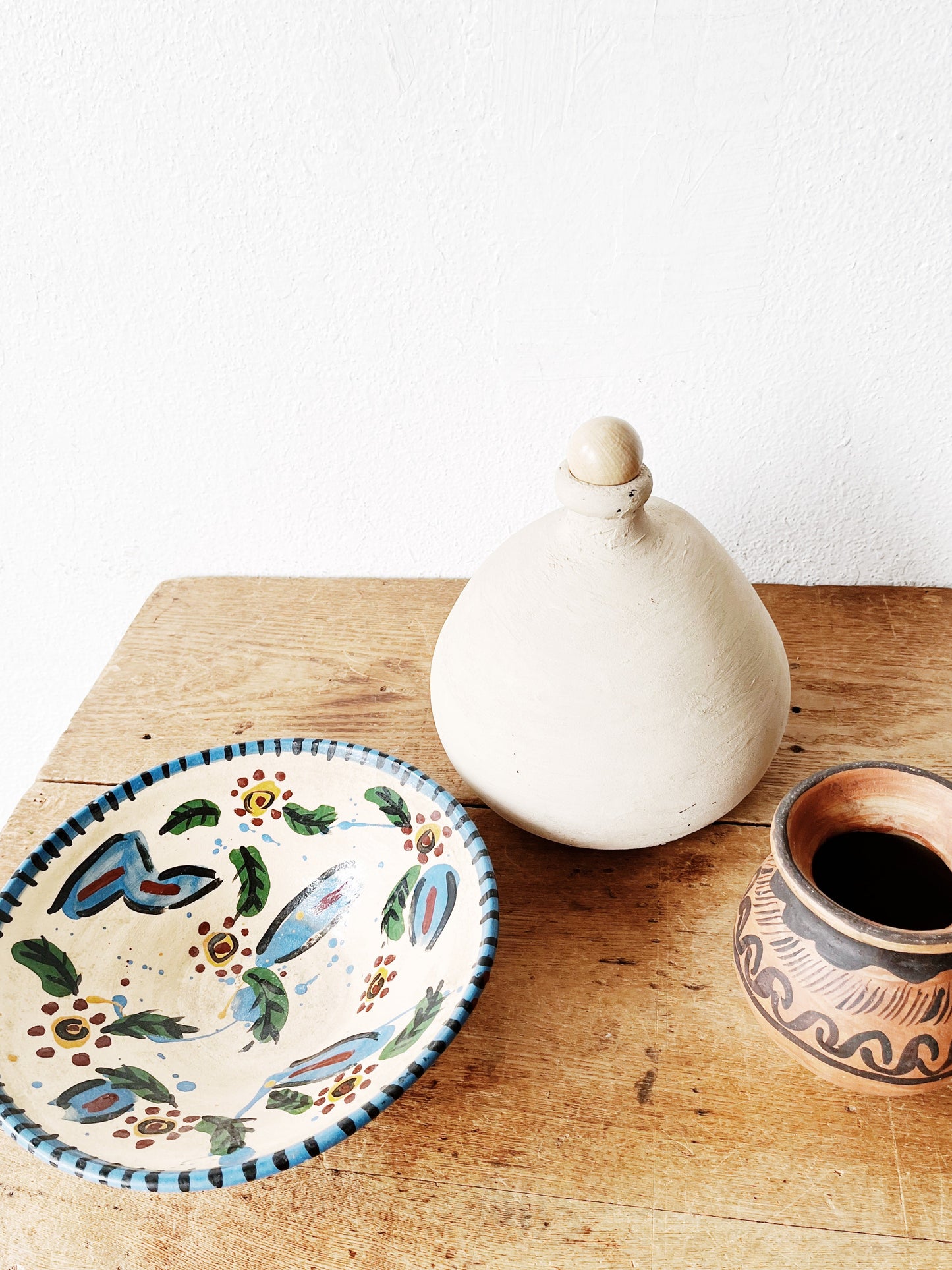 Vintage Painted Pottery Bowl