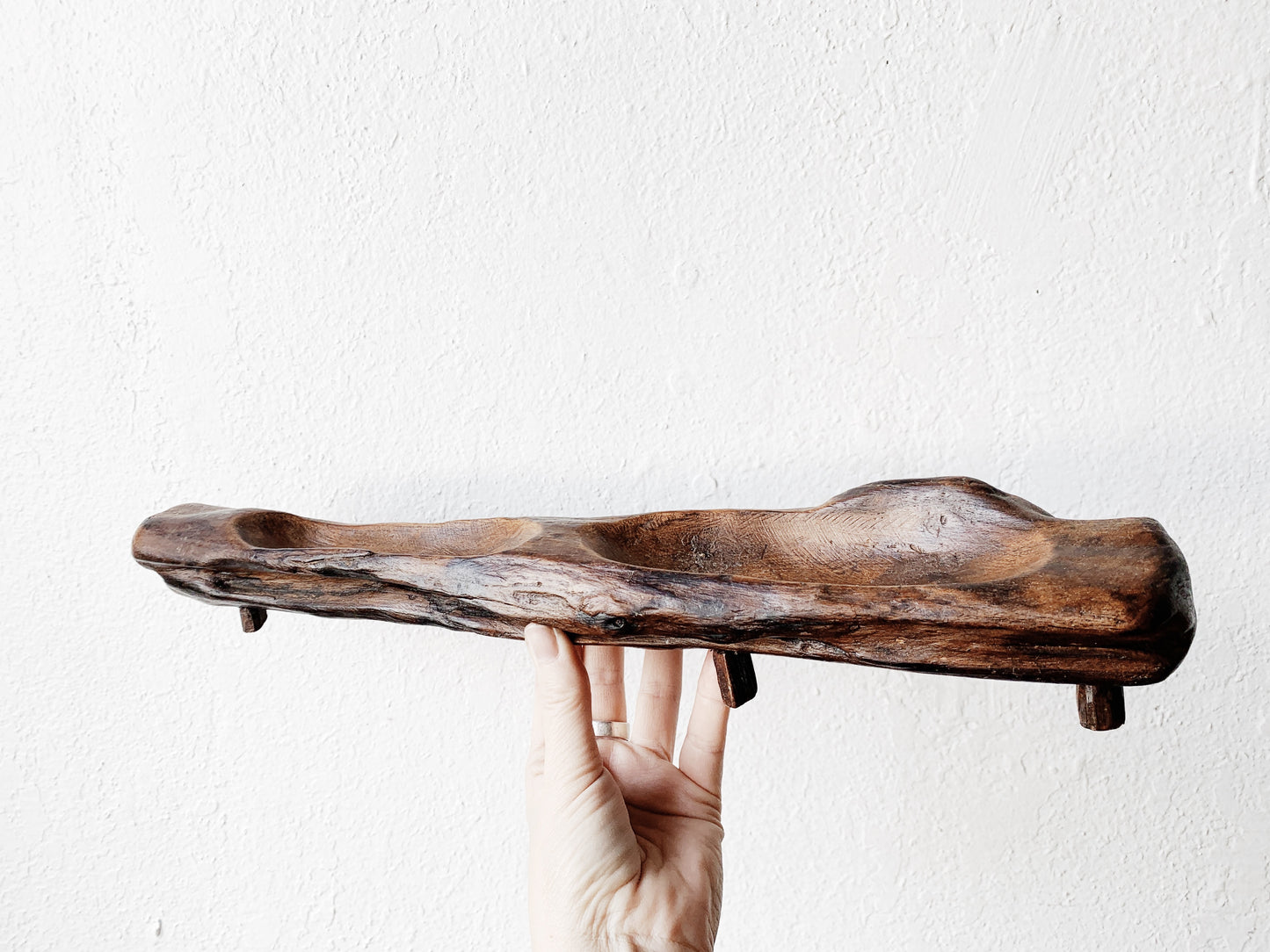 Handmade Sculptural Carved Wood Dish