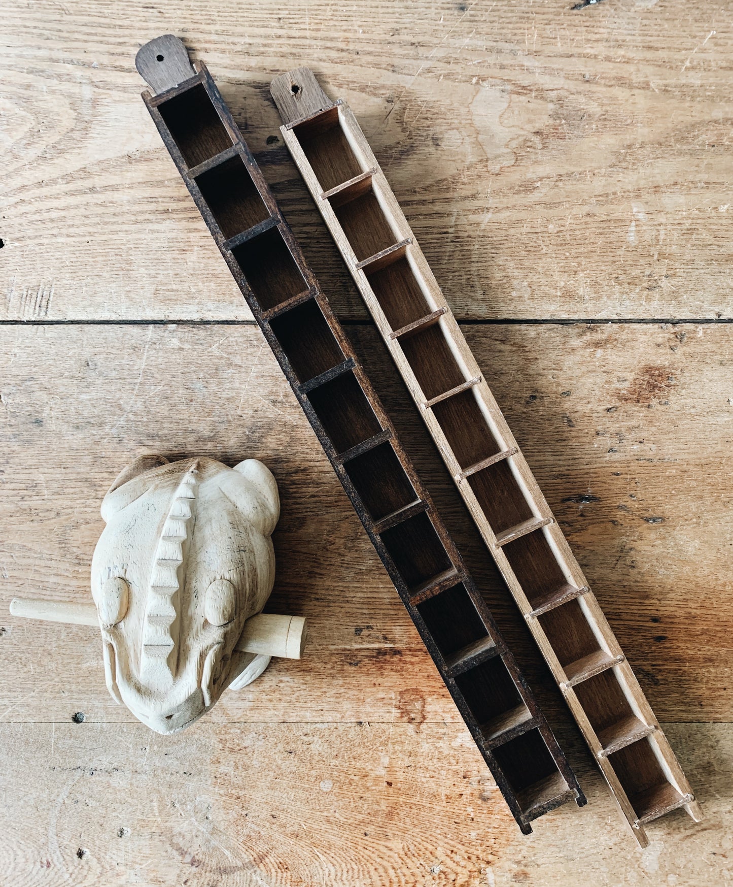 Vintage Hanging Wood Curio Cubby Shelf