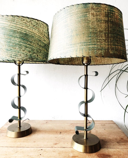 Mid Century Teal Lamp with Original Shade