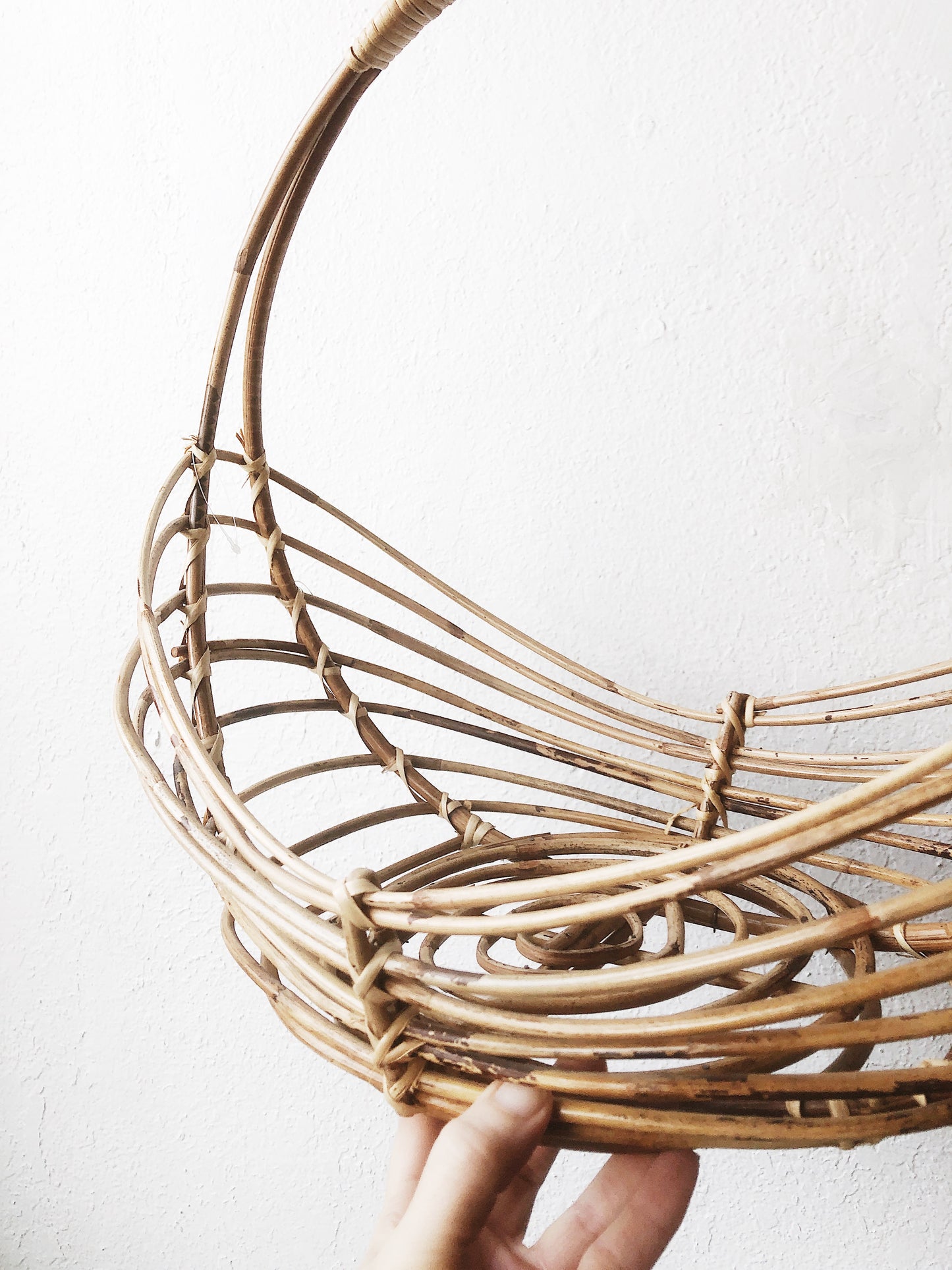 Vintage Bamboo Gathering Basket