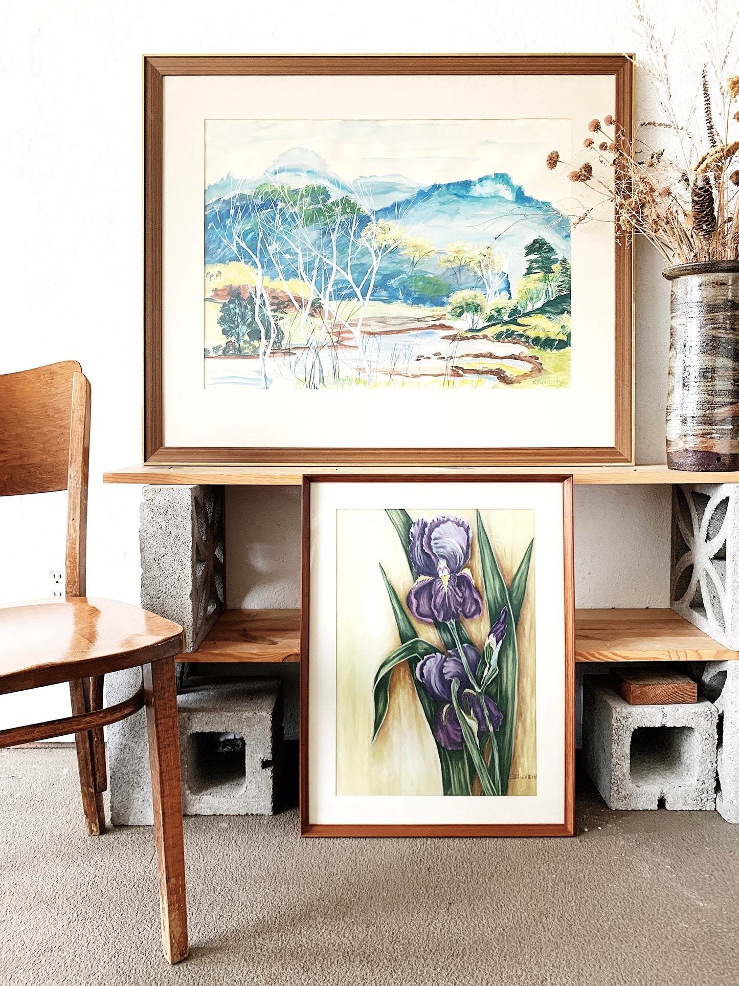 Large Original Mid Century Watercolor Painting