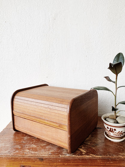 Vintage Teak Tambour Box