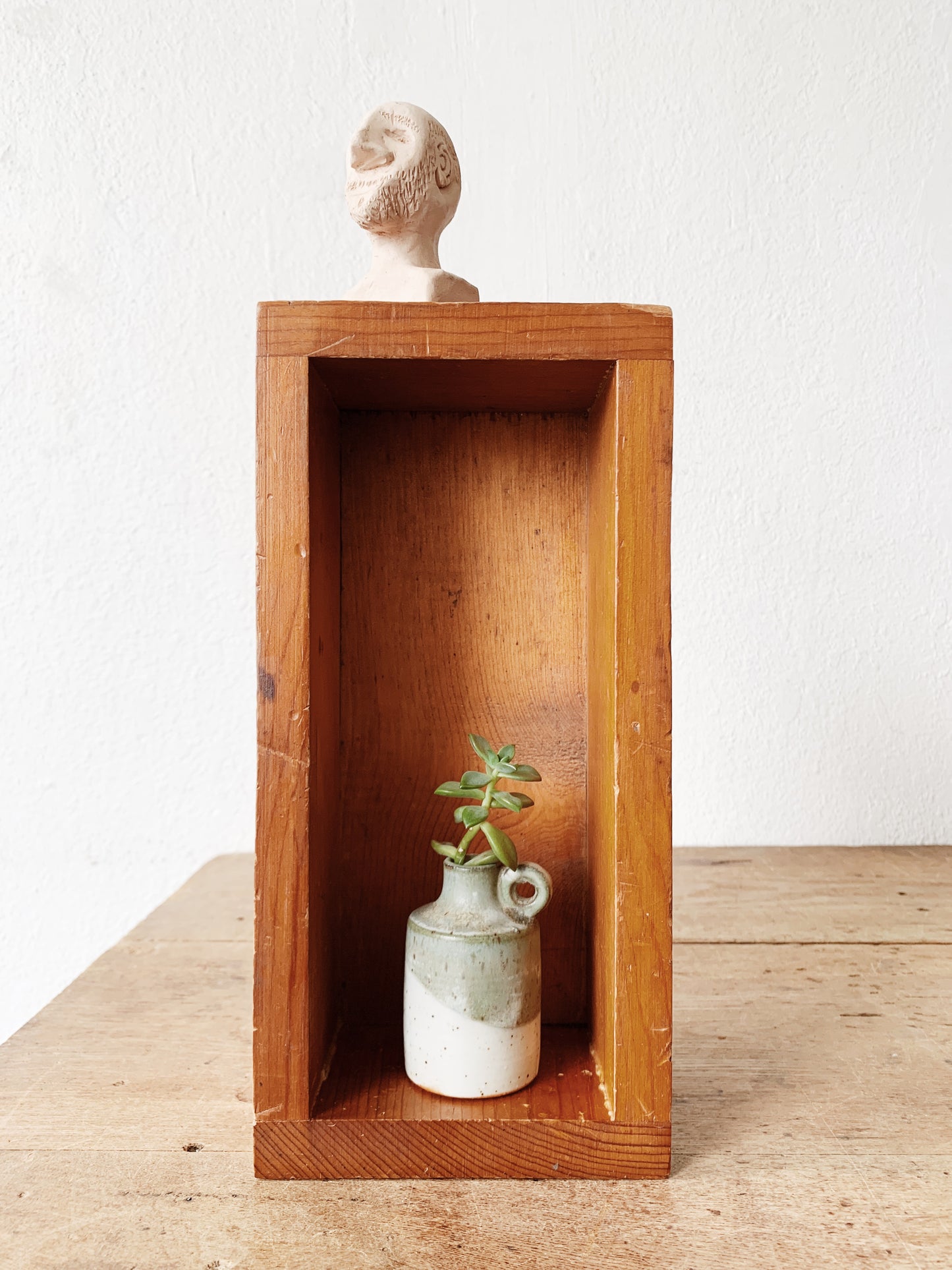 Vintage Wood Cubby Shelf