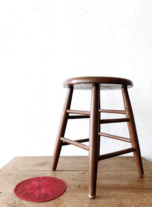 Vintage Wood Stool / Plant Stand
