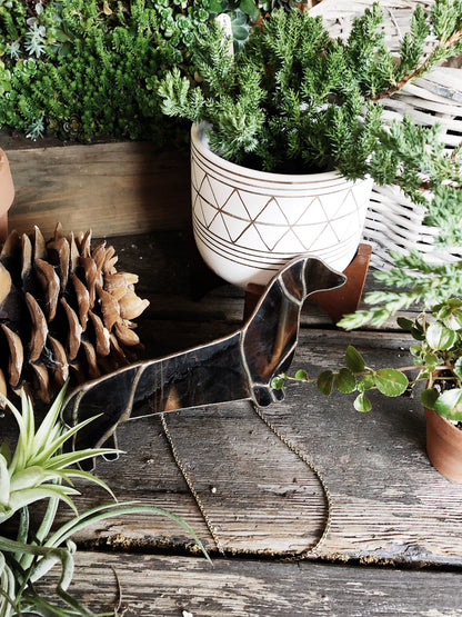 Vintage Leaded Glass Dachshund