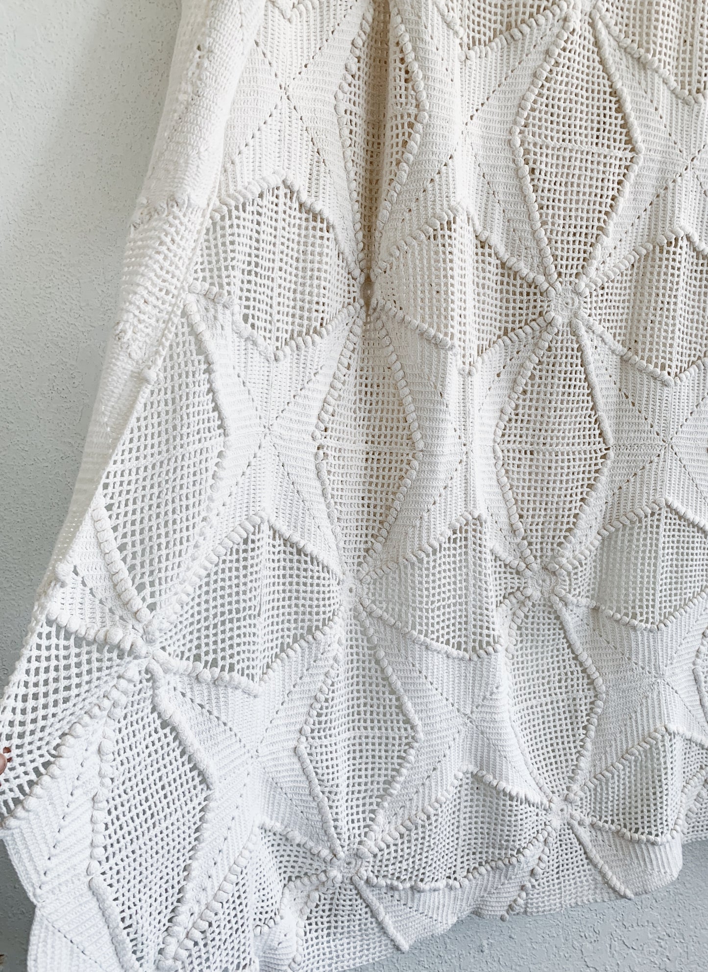 Vintage Star Pattern Twin Cotton Crochet Coverlet