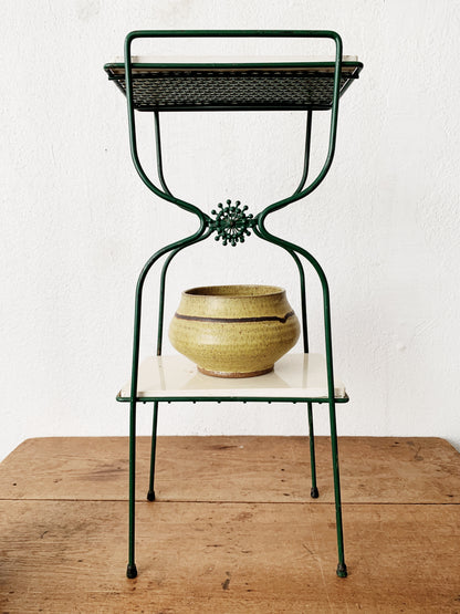 Mid Century Iron Stand with Marble Shelves