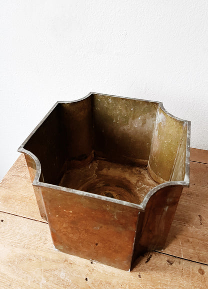 Vintage Aged Brass Cache Pot