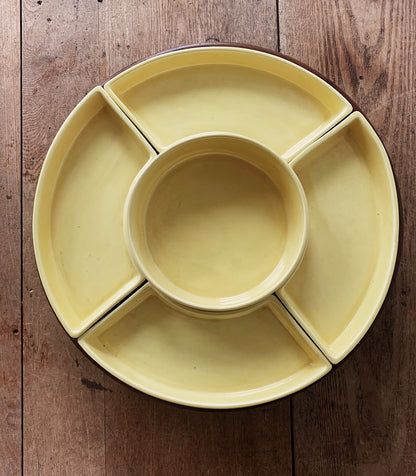 Mid Century Ceramic Serving Dishes with Lazy Susan