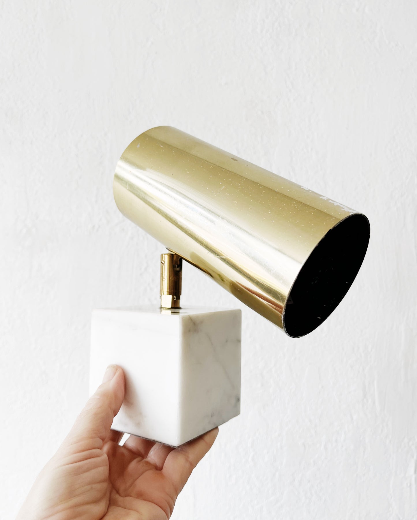 Vintage Marble and Brass Spotlight