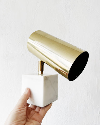 Vintage Marble and Brass Spotlight