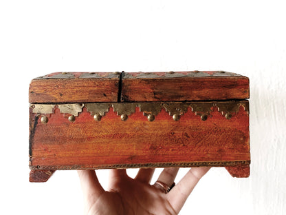 Vintage Wood and Brass Jewelry / Trinket Box
