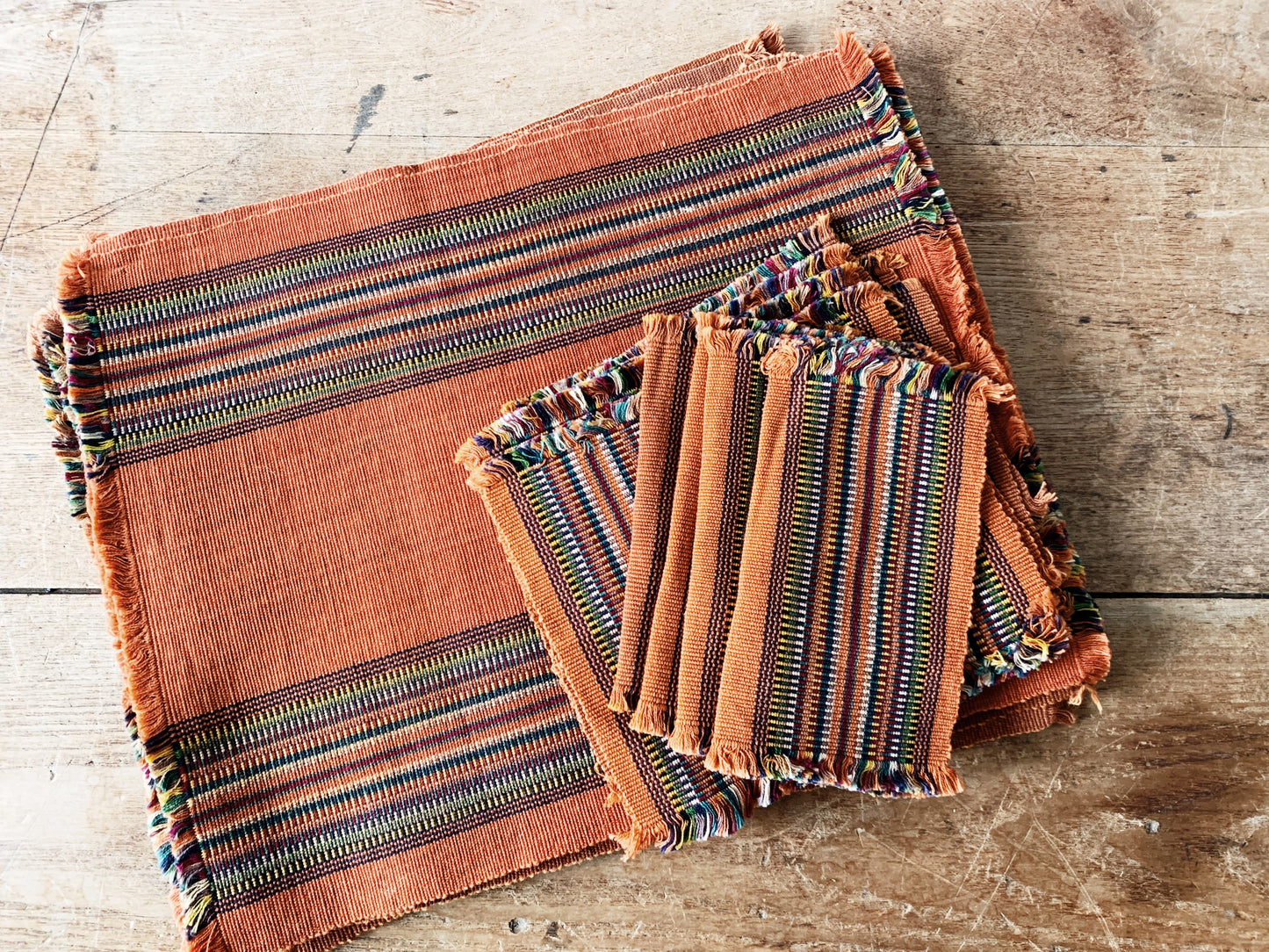 Vintage Woven Placemats with Napkins Set of Six