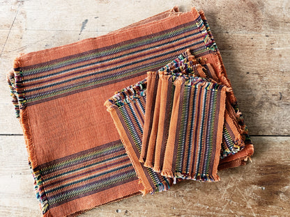 Vintage Woven Placemats with Napkins Set of Six