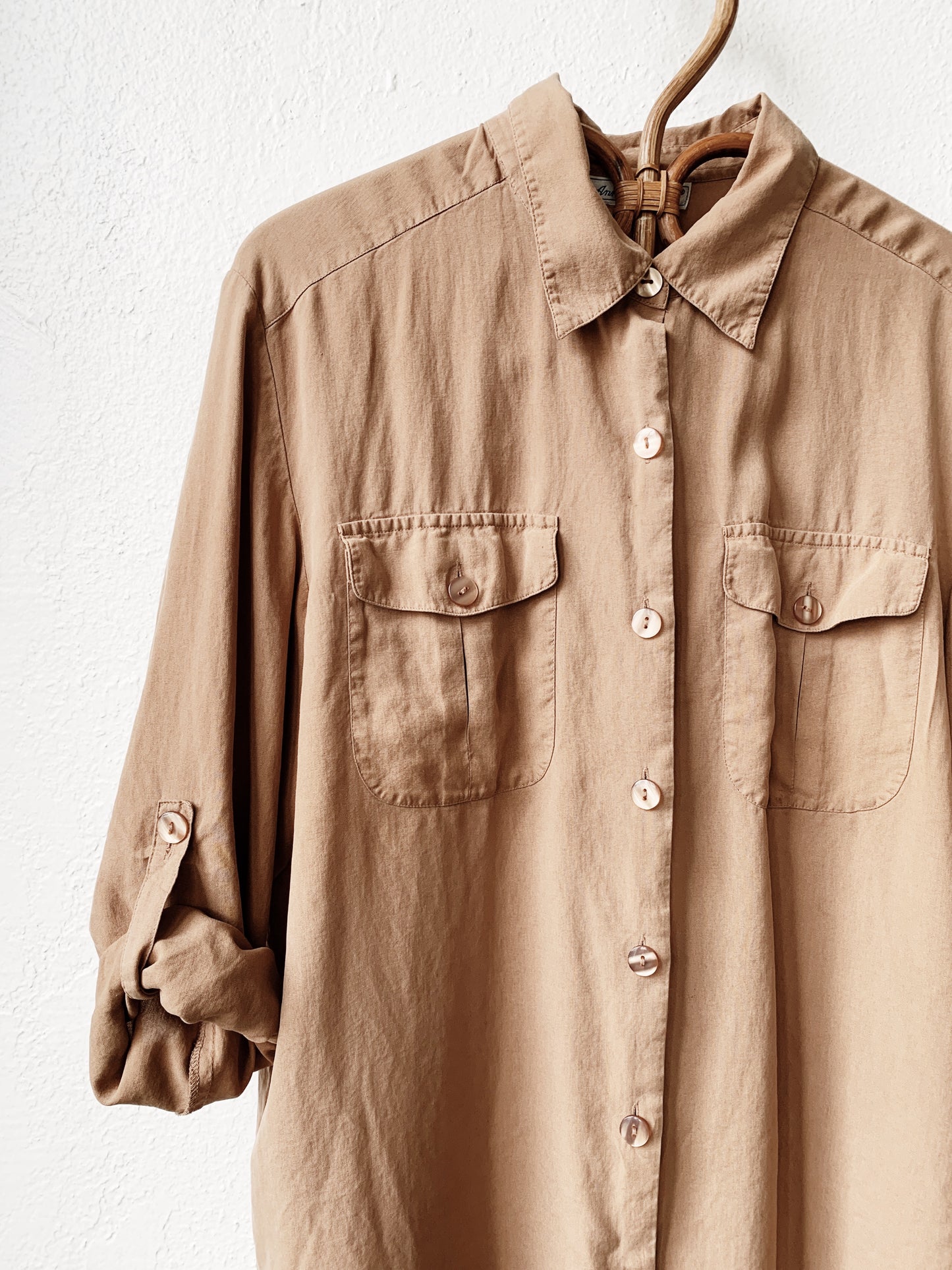 Vintage Tan Silk Blouse