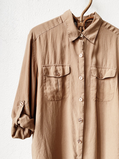 Vintage Tan Silk Blouse