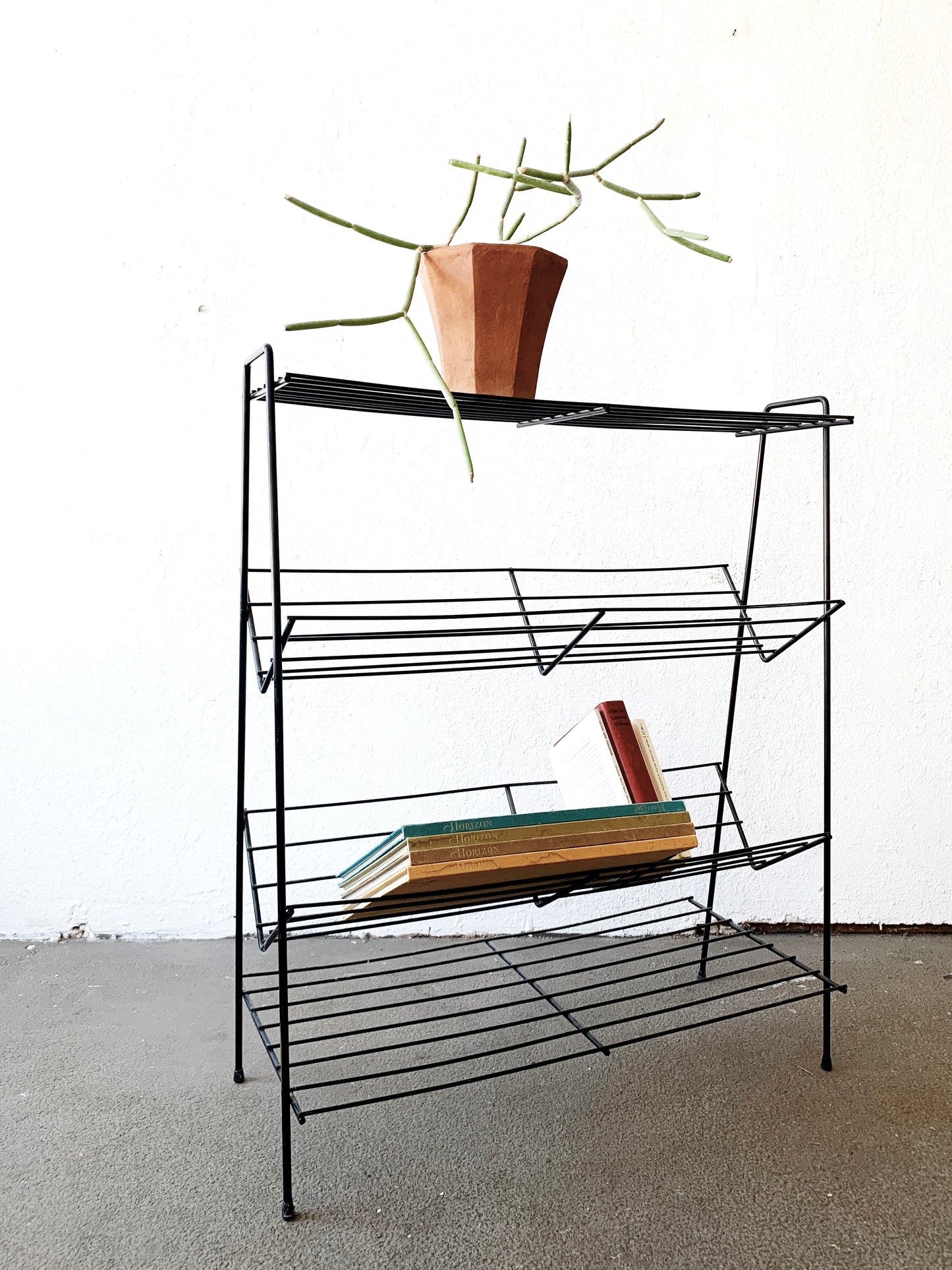 Mid Century Iron Book Rack Shelf