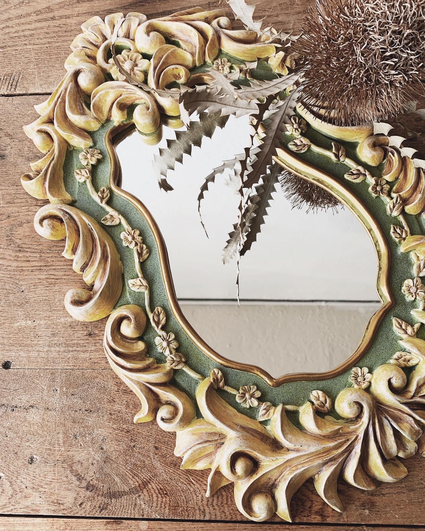Vintage Decorative Carved Wood Mirror
