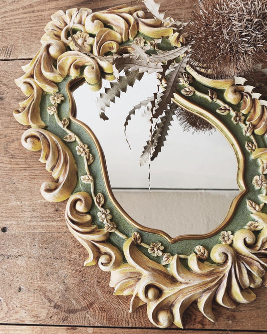 Vintage Decorative Carved Wood Mirror