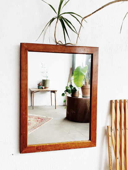 Vintage Wood Framed Mirror