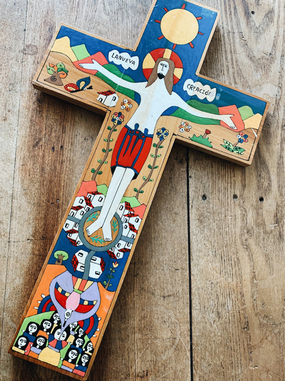 Hand Painted Folk Art Cross